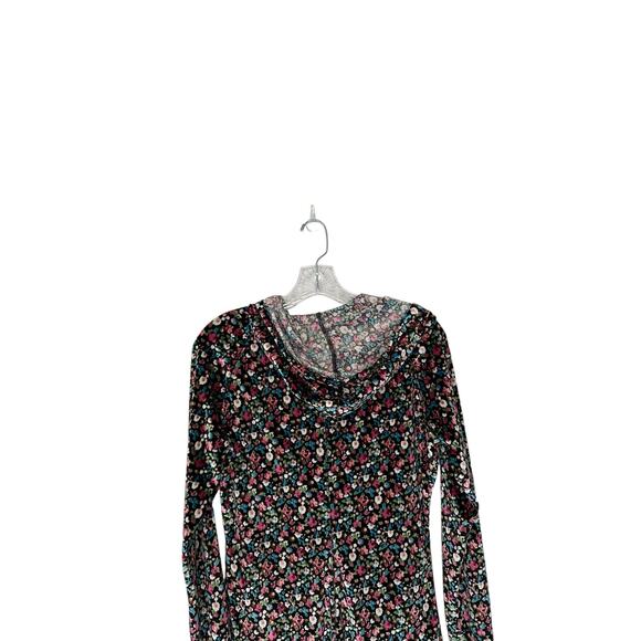 Betabrand Black Dark Floral Velvet Tunic Pullover Sweatshirt Hoodie Size Small - Picture 7 of 11